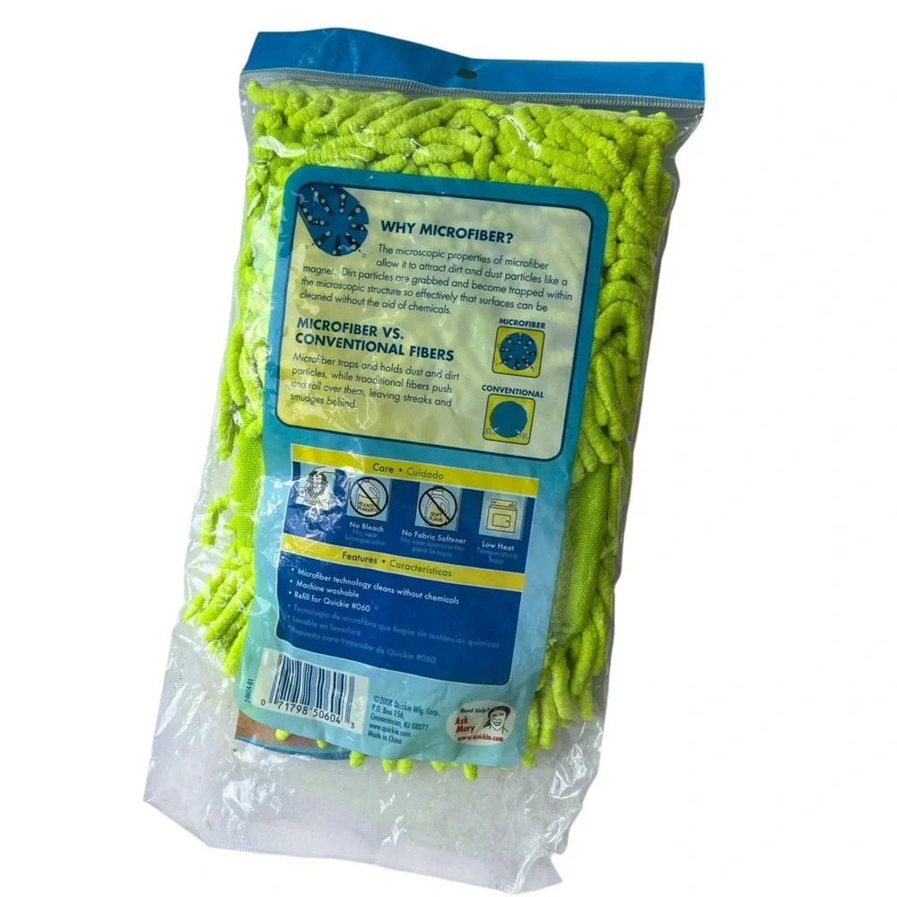 Quickie Swivel Soft Hardwood Dust Mop Refills #0604 Green Microfiber Green NEW